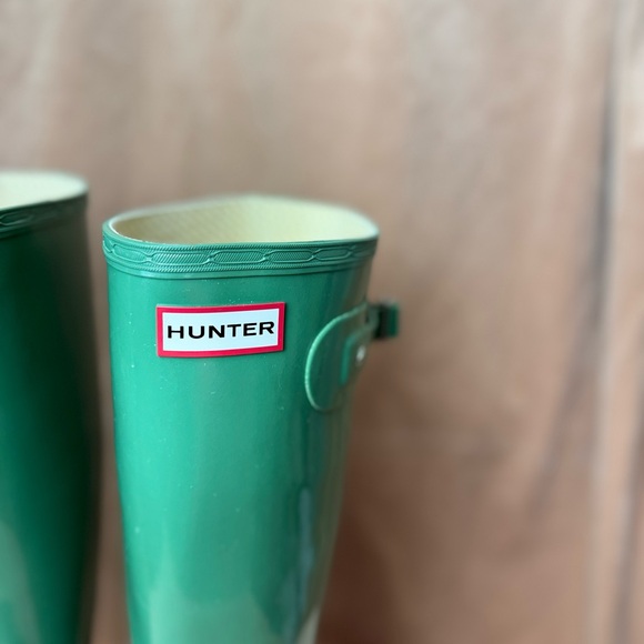 HUNTER ORIGINAL TALL GLOSS RAIN BOOTS, JADE SIZE 7/8 - Picture 4 of 10